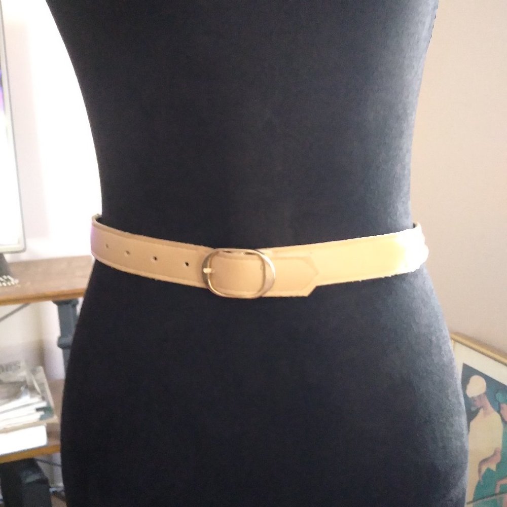 Vintage Leather & Gold Lamé Belt | OS